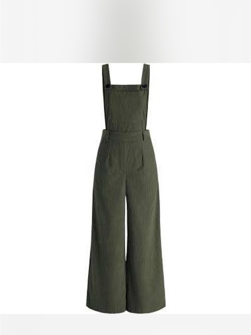 Cider Olive Green Wide-Leg Corduroy Overalls